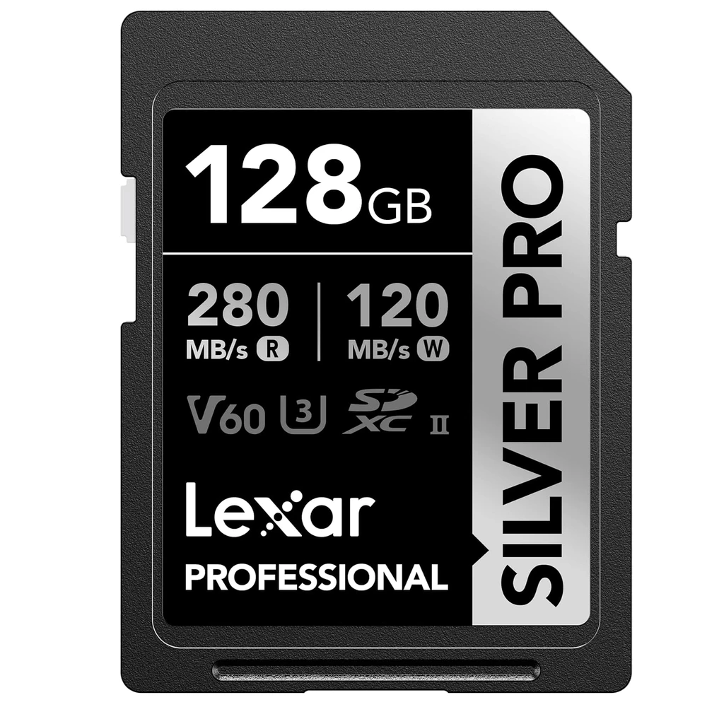Memória Lexar SD 128GB Silver Pro 280Mbs V60