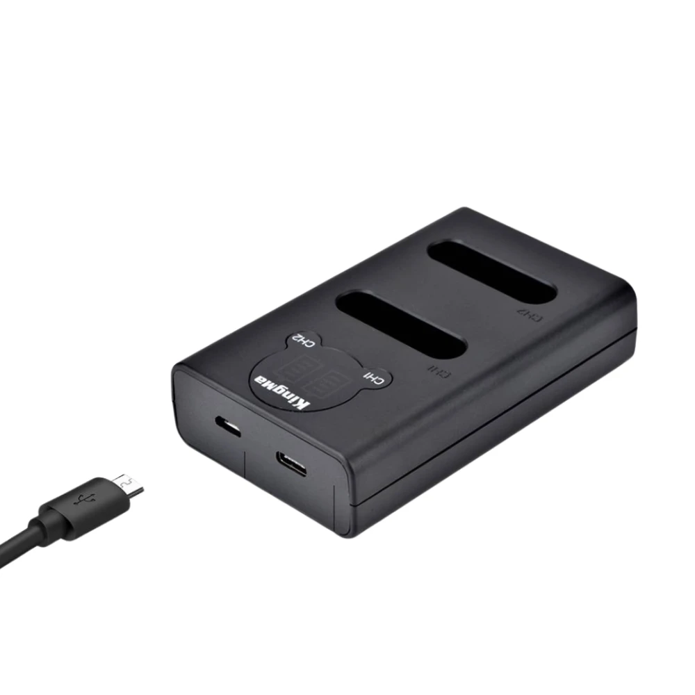 Carregador KingMa LCD USB Duplo LI-90B Olympus