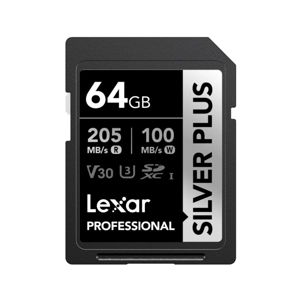 Memória Lexar SD 64GB Silver Plus 255Mbs V30