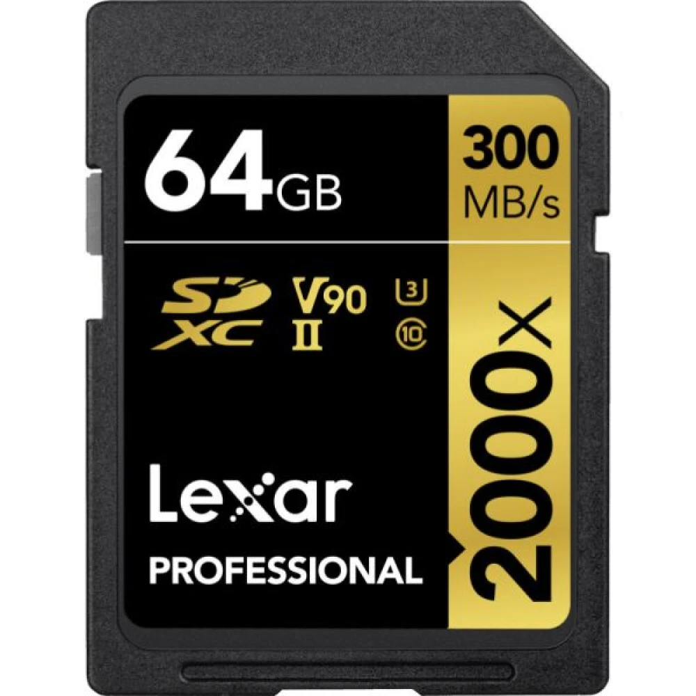 Memória Lexar SD 64GB Golden 300/260Mbs 2000X V90